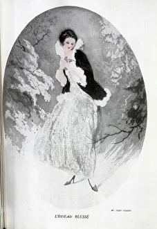 Boudoir Prints: Illustration of woman wearing fur trimmed jacket