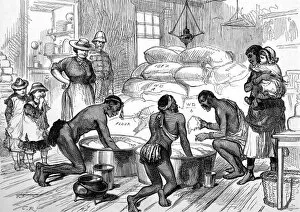 Illustrations of the Zulu war. Natives in a farmhouse making