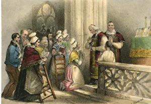 Images Dated 7th September 2018: The Illustrious Women of France - Mass in Church