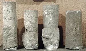 Illyrian writing engraved on stone. 2nd century BC. From Du