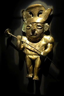 Image in golden copper depicting a lord with Image in golden copper depicting a lord with