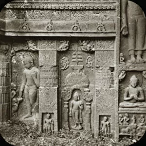 Ajanta Gallery: Image of a wall carved in an Asian decorative style