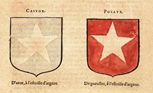 Escutcheon Prints: Imaginary coat of arms of the Dioscuri twins Castor and Pollux