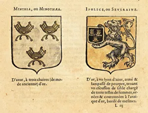 Escutcheon Prints: Imaginary coats of arms of Minothaea and Hippolyte