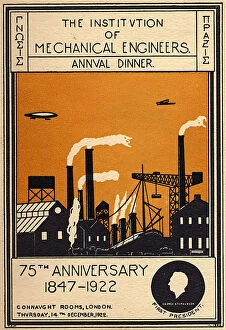 Images Dated 30th September 2021: IMechE 75th anniversary dinner card (1846-1921). Date: 1921