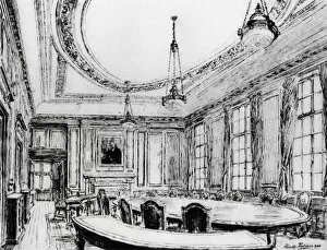 Mechanical Gallery: IMechE council room, etching by Fletcher