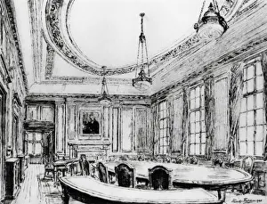 Imeche Prints: IMechE council room, etching by Fletcher