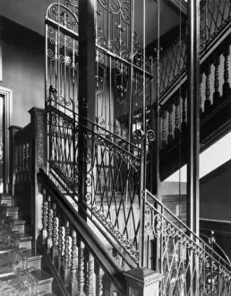 Imeche Prints: IMechE: original staircase and electric lift, 1899