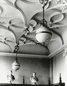 Imeche Prints: IMechE: view of lighting units in main room of library