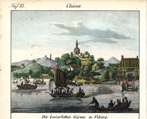 Pavilions Gallery: The imperial gardens of Summer Palace in Peking, circa 1800
