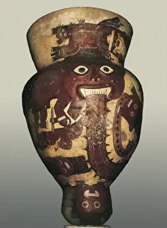 Crockery Prints: Inca vase with a mythological drawing. Inca art