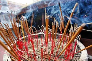Incense sticks burning in Hanoi, Vietnam