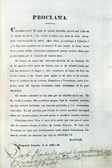 Aurelio Collection: Independence of Colombia. Leaflet with a proclaim