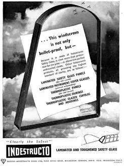 Indestructo Laminated & Toughened Safety Glass 1943 Advert