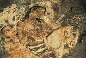 Ajanta Gallery: INDIA. Ajanta. Ajanta Caves. Detail with a feminine