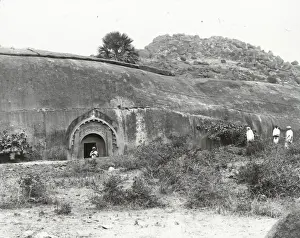 Caves Prints: India - Barabar Caves, outside and entrance ( BC), Gaya