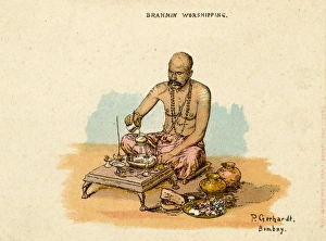 Worshipping Collection: India - A Brahmin worshipping