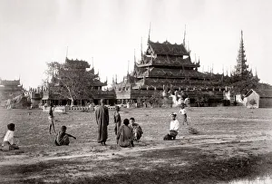 India Burma - monastery in Rangoon Yangon Myanmar