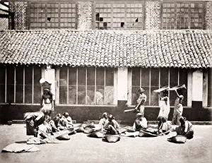 Idian Prints: India - girls cleaning and sorting coffee beans