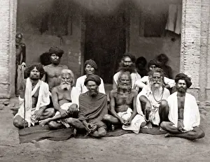 Fakirs Prints: India, group of Fakirs, circa 1870s. Date: circa 1870s