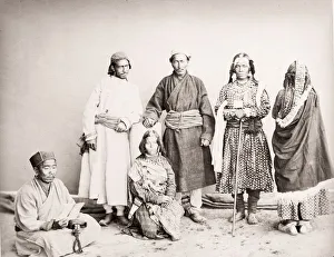 Idian Prints: India - group of people from Tibet Tibetan 1860s