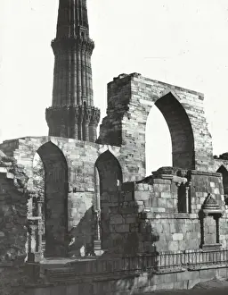 India - The Kutab - Arches and lower part of Tower, Delhi