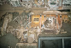 Ajanta Gallery: India. Maharashtra. Ajanta Caves. Wall of Cave 17 with the V