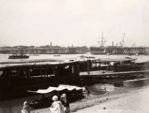 Idian Prints: India - open bridge Hooghly river, Calcutta, c. 1870s