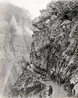 Geology Prints: India Pakistan - narrow path in the Khyber Pass region