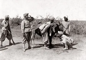 Bullock Prints: India - soldiers getting water, bheestie water carrier