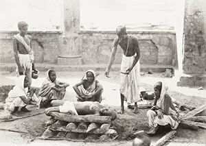 India - women preparing a corpse for cremation, Calcutta