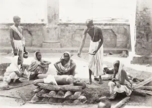 India - women preparing a corpse for cremation, Calcutta