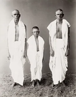 India, three young monks, holy men, India