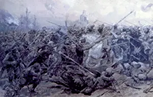 Woodville Prints: Indian Cavalry attacking a German column of troops, WW1