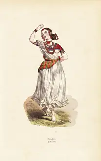 19thcentury Prints: Indian dancing girl in beaded headdress, bodice