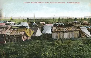 Shacks Prints: Indian encampment - Hop Picking Season - Washington State