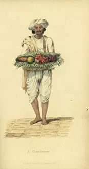 Indian gardener in jacket and turban of white cotton