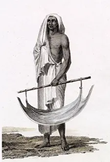 An Indian grass cutter with ingenious grass container Date: circa 1810