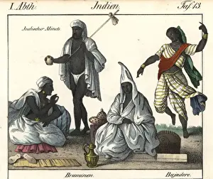 Indian monk, two Brahmin and temple dancer