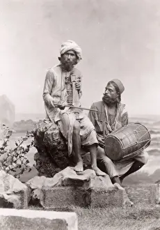 Indian musicians with musical instruments, music, India