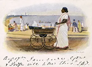Perambulator Prints: Indian Nursemaid with perambulator - Pune, India