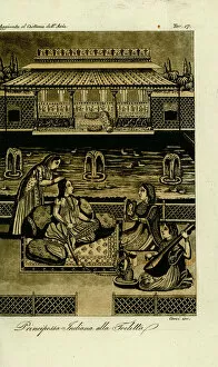 Muslim Collection: Indian princess having her hair done, 18th century