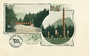 Totem Prints: Indian River and Totem Poles - Sitka, Alaska, USA