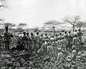 Indian sappers in a mine hole
