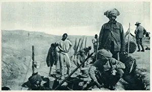 Sepoys Prints: Indian sepoys at a camp during World War I