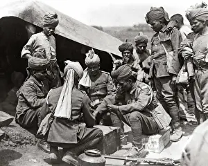 Sikh Prints: Indian troops relaxing on the Western Front, WW1