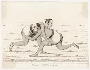 Wrestlers Prints: Two Indian Wrestlers