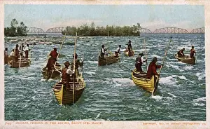Indians fishing, Rapids, Sault Sainte Marie, Ontario, Canada