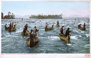 Indians fishing, Rapids, Sault Sainte Marie, Ontario, Canada Indians fishing, Rapids, Sault Sainte Marie, Ontario, Canada