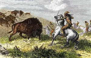 Prairie Prints: Indians hunting bison